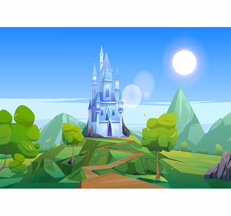 Tapisserie murale fantaisie paysage de château enchanteur - TenStickers
