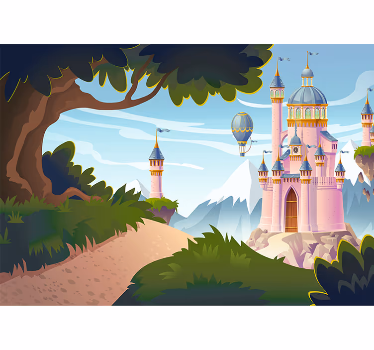 Tapisserie murale fantaisie scène d'aventure au château - TenStickers