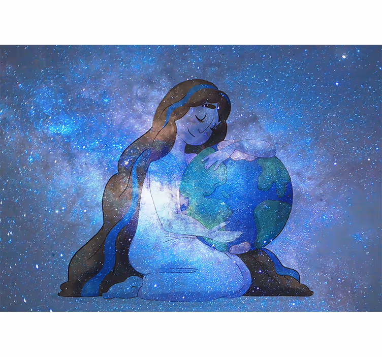 Tapisserie espace embrassant la planète terre - TenStickers