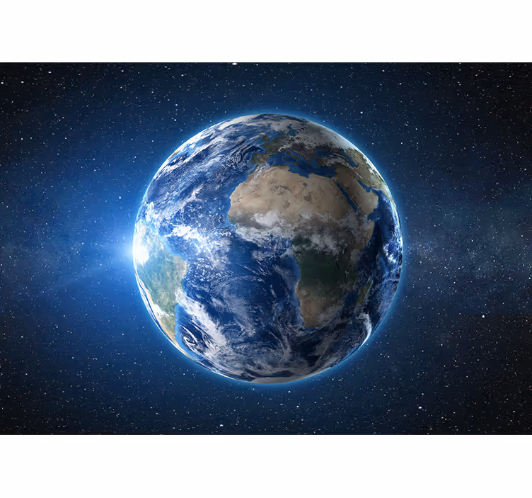 Tapisserie carte du monde terre vue de l'orbite - TenStickers