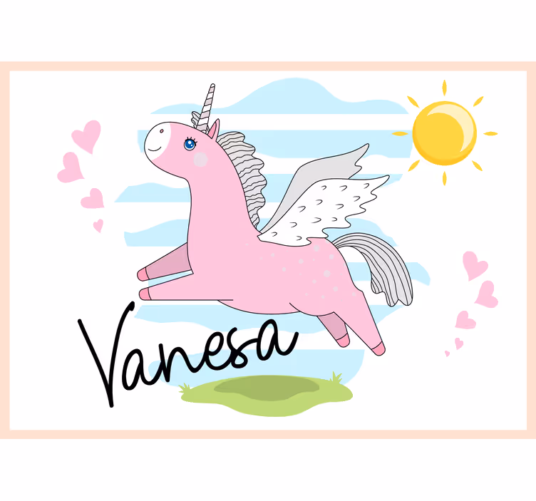 Tapisserie amour aventure de licorne rose - TenStickers
