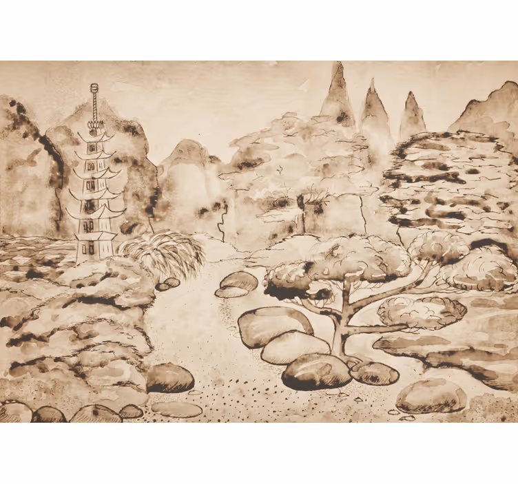Tapisserie nature paysage serein - TenStickers
