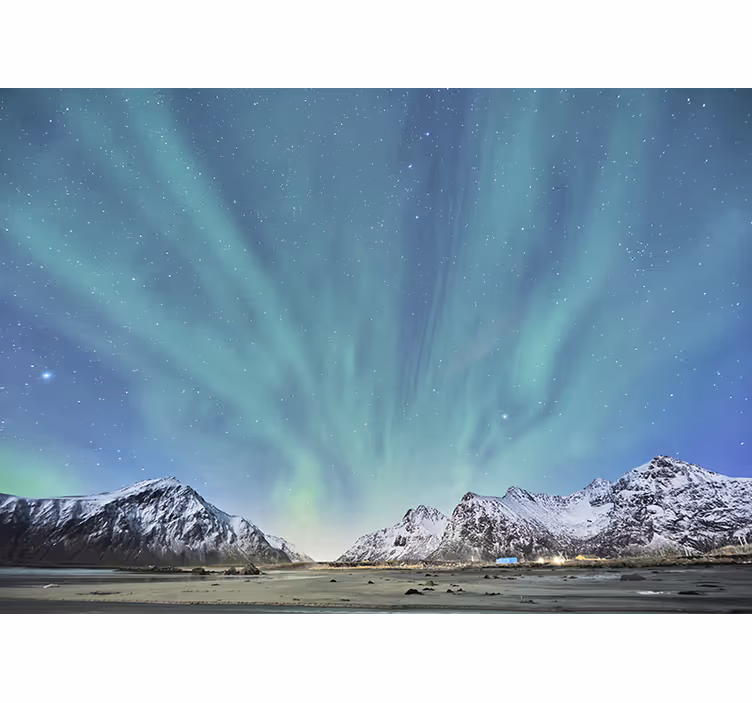 Tapisserie montagne expérience aurores boréales - TenStickers