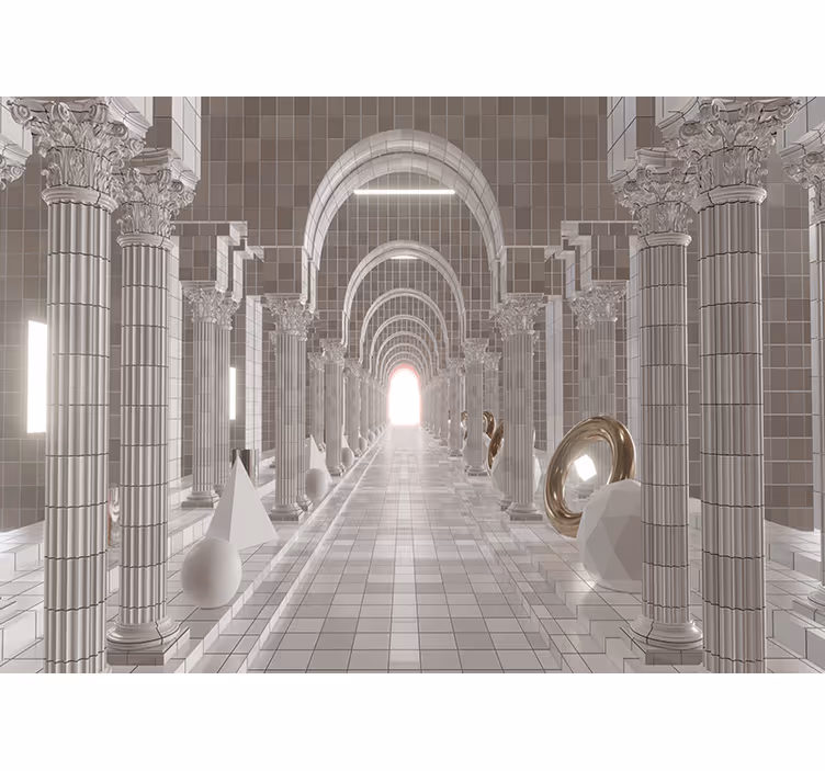 Tapisserie abstraite design d'allée architecturale - TenStickers