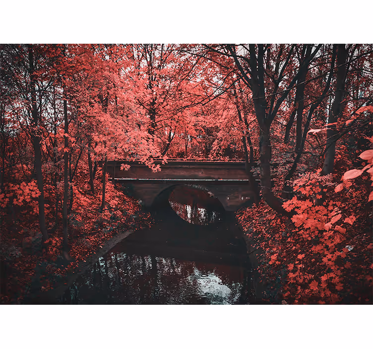 Tapisserie nature forêt aux feuilles rouges - TenStickers