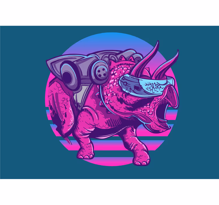 Tapisserie animaux tricératops futuriste - TenStickers
