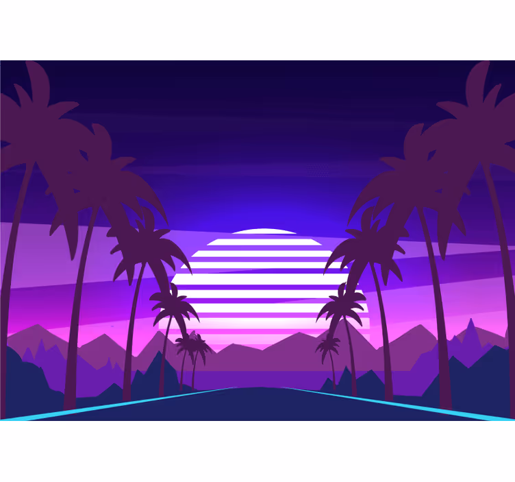 Tapisserie paysage Évasion au coucher de soleil - TenStickers