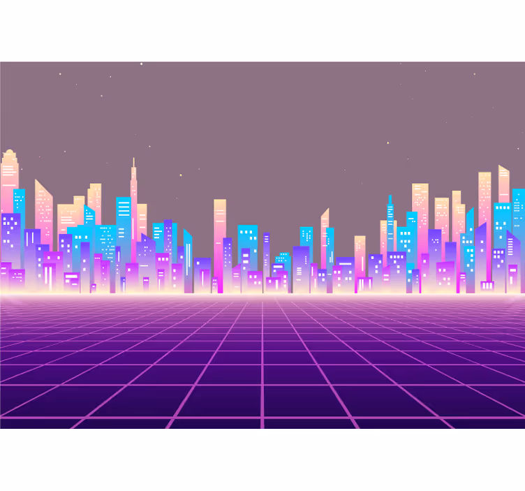 Tapisserie villes et pays skyline de ville futuriste - TenStickers
