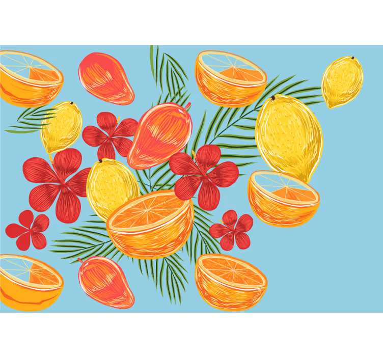Tapisserie fleur arrangement de fruits tropicaux - TenStickers