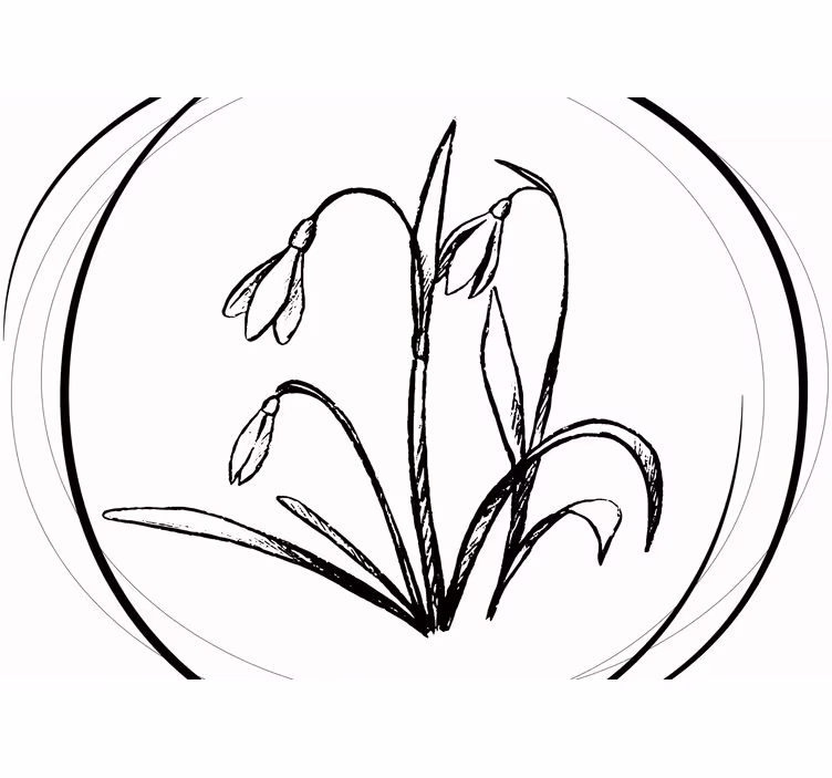 Tapisserie fleur contour de fleur de perce-neige - TenStickers