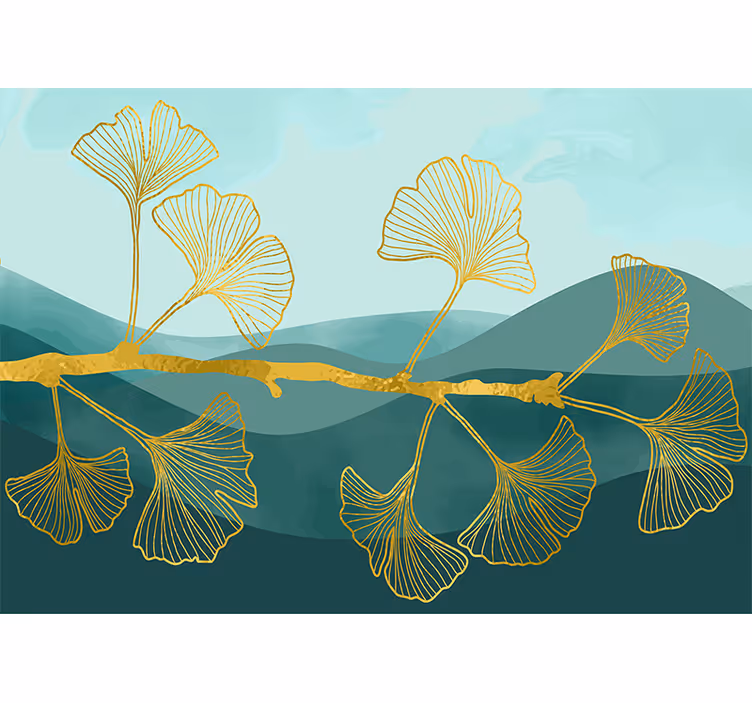 Tapisserie fleur motif de feuille de ginkgo - TenStickers