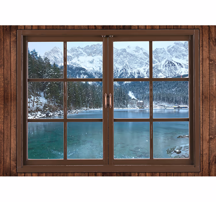 Tapisserie paysage vue des pics glacés - TenStickers