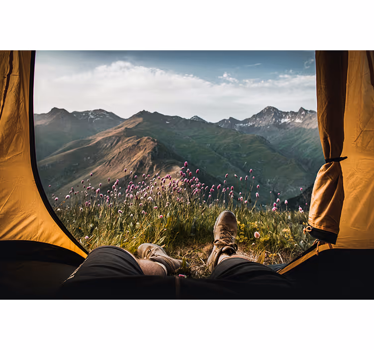 Tapisserie paysage sérénité en montagne - TenStickers