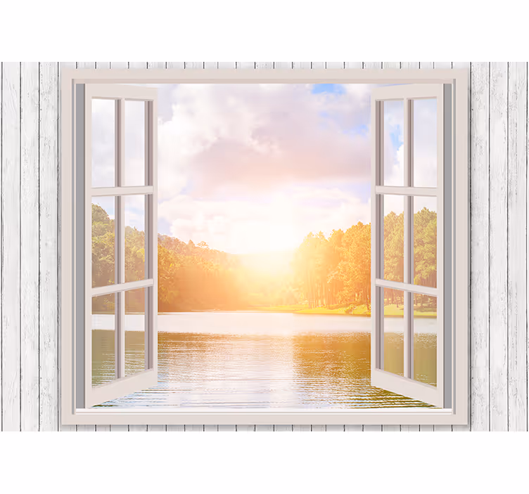 Papier peint nature lever de soleil sur le lac - TenStickers