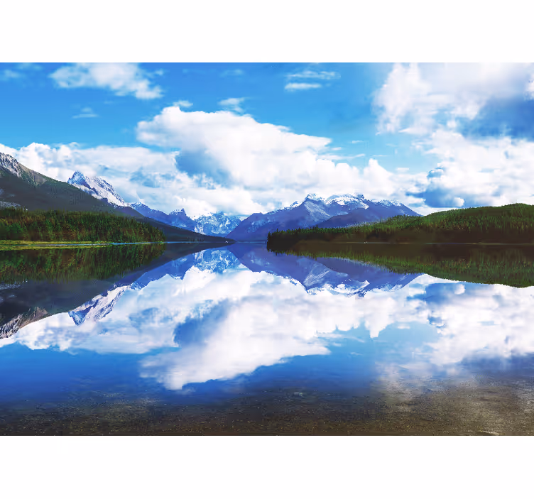 Tapisserie paysage reflet tranquille de la montagne - TenStickers