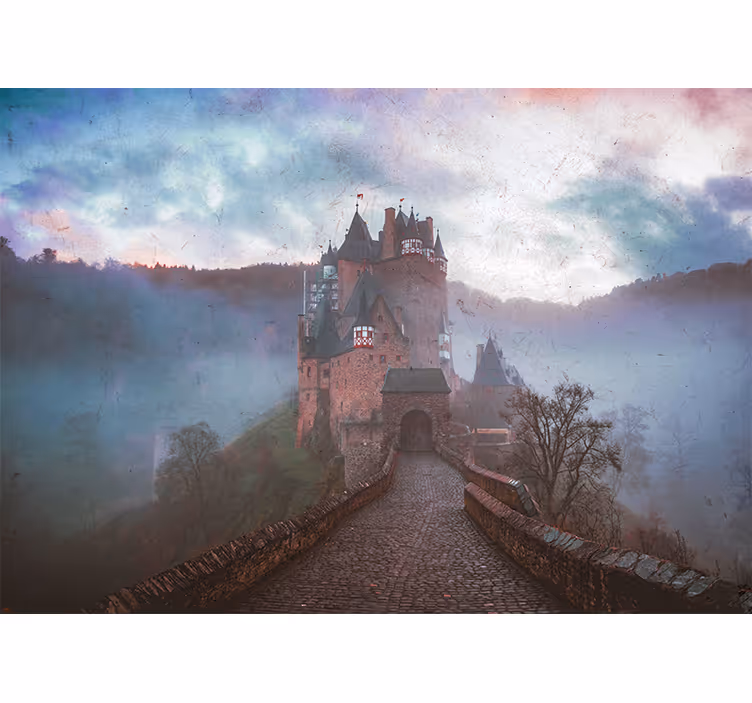 Tapisserie villes et pays château mystique - TenStickers