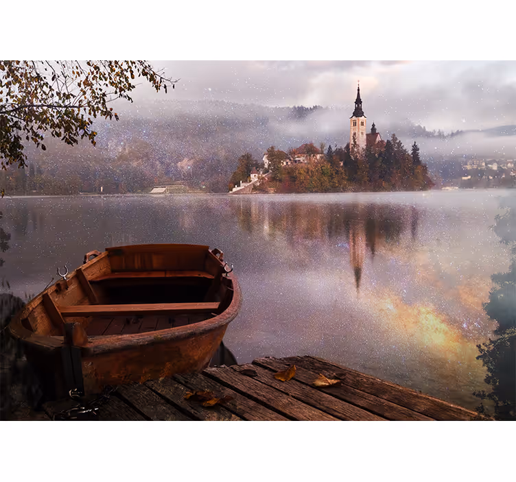 Tapisserie paysage vue paisible sur le lac - TenStickers