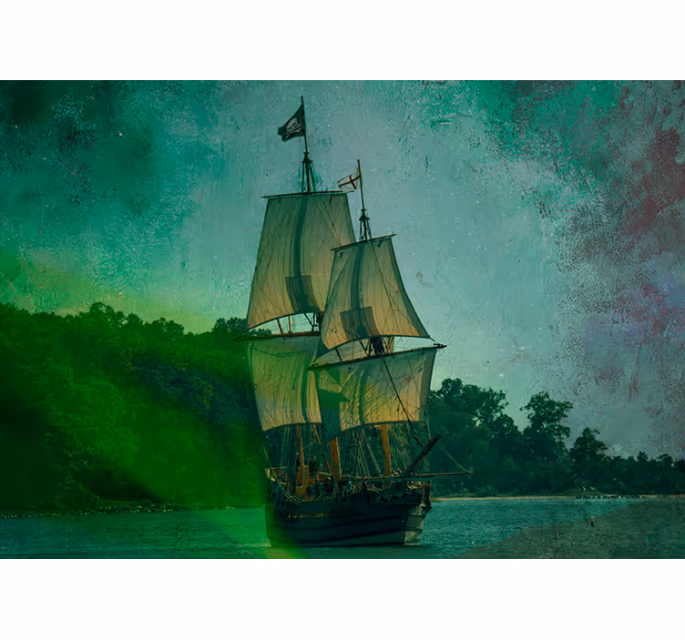 Tapisserie véhicule vaisseau à voile - TenStickers