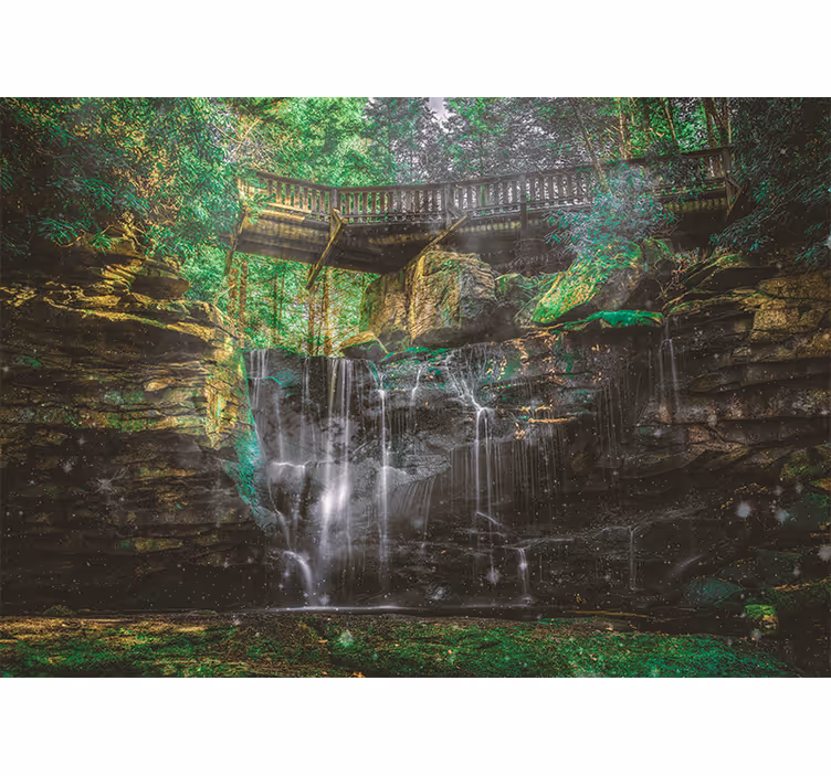Tapisserie paysage vue sur cascade pittoresque - TenStickers