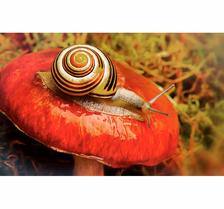 Tapisserie autres animaux escargot sur champignon - TenStickers