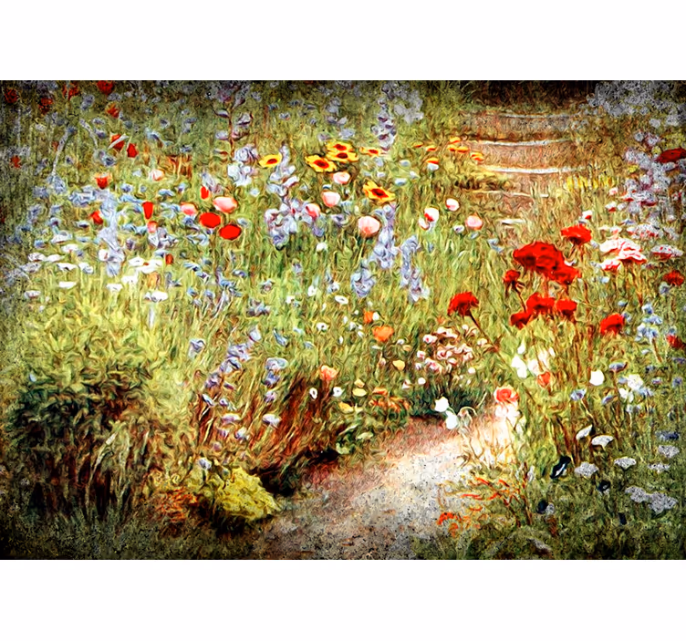 Tapisserie fleur chemin fleuri - TenStickers