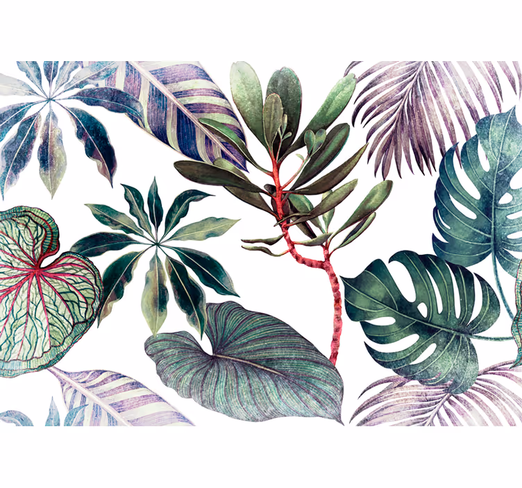 Papier peint nature arrangement de feuillage tropical - TenStickers