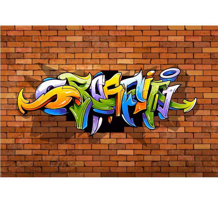 Tapisserie murale graffiti lettrage urbain coloré - TenStickers