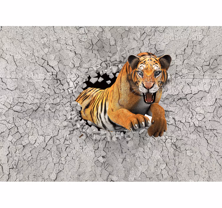 Tapisserie animaux tigre qui fait irruption - TenStickers