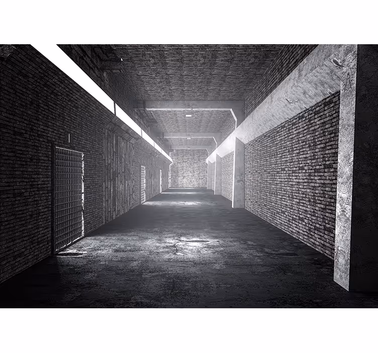 Tapisserie brique couloir industriel - TenStickers