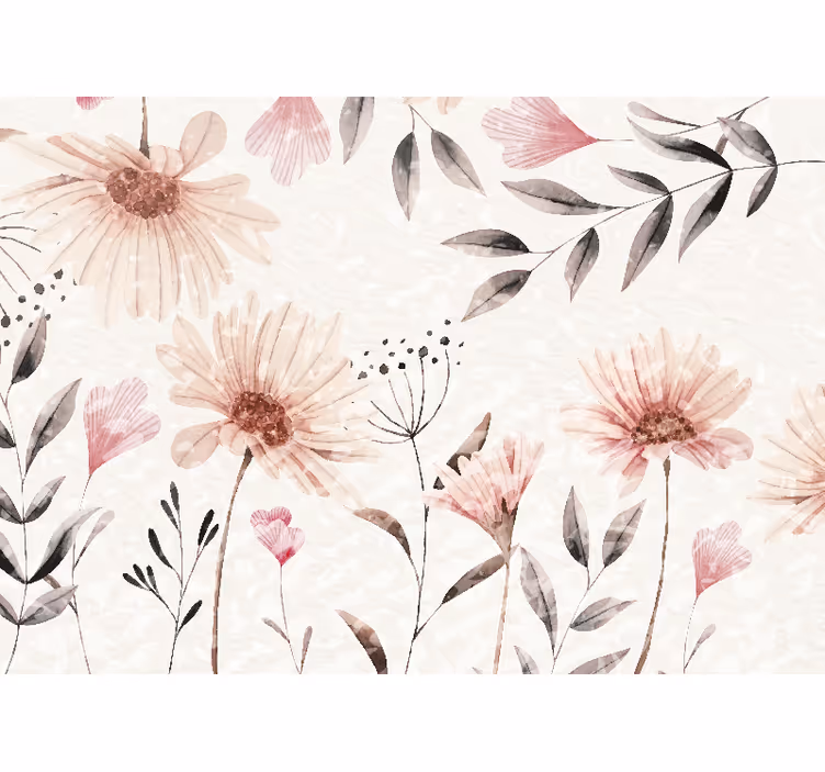 Tapisserie fleur design rose floral - TenStickers