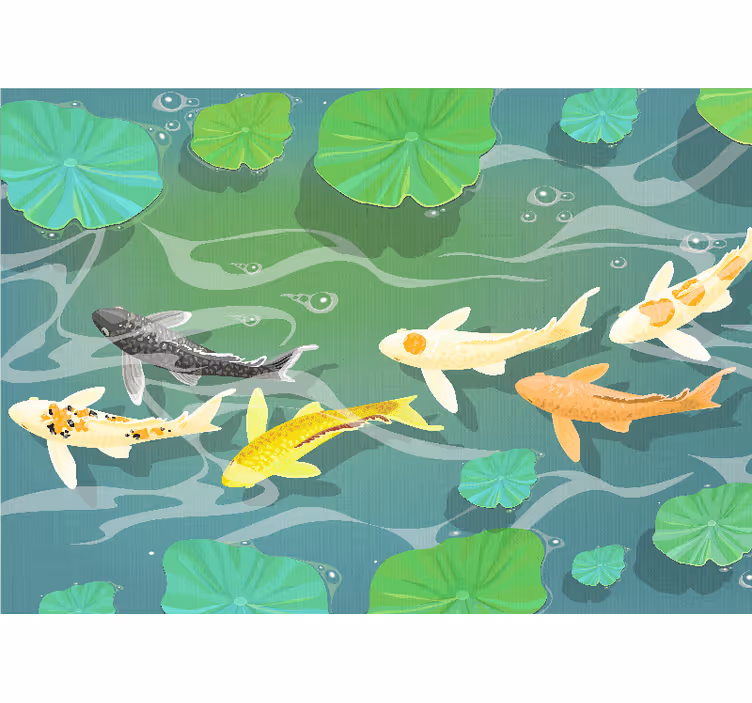 Tapisserie animaux étang de poissons koi - TenStickers