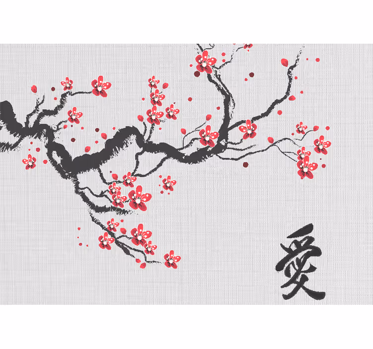 Tapisserie amour fleur de cerisier - TenStickers