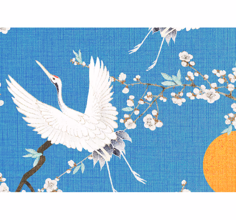 Tapisserie lion fleurs de grue élégantes - TenStickers