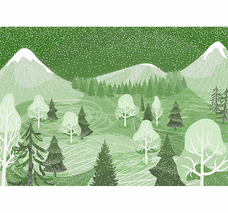 Papier peint nature vue sur la forêt de montagne - TenStickers