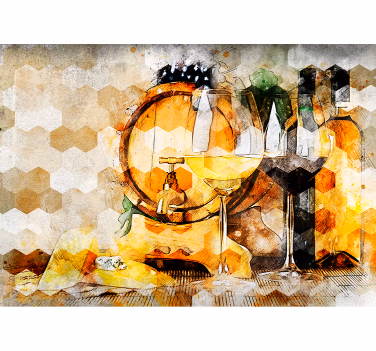 Tapisserie musique art de fût à vin - TenStickers