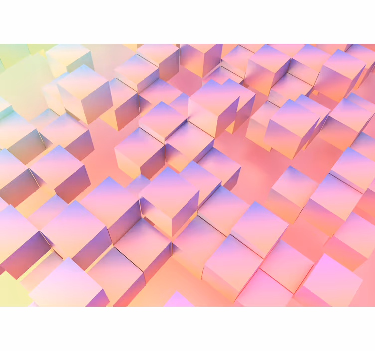 Tapisserie abstraite design de cubes flottants - TenStickers
