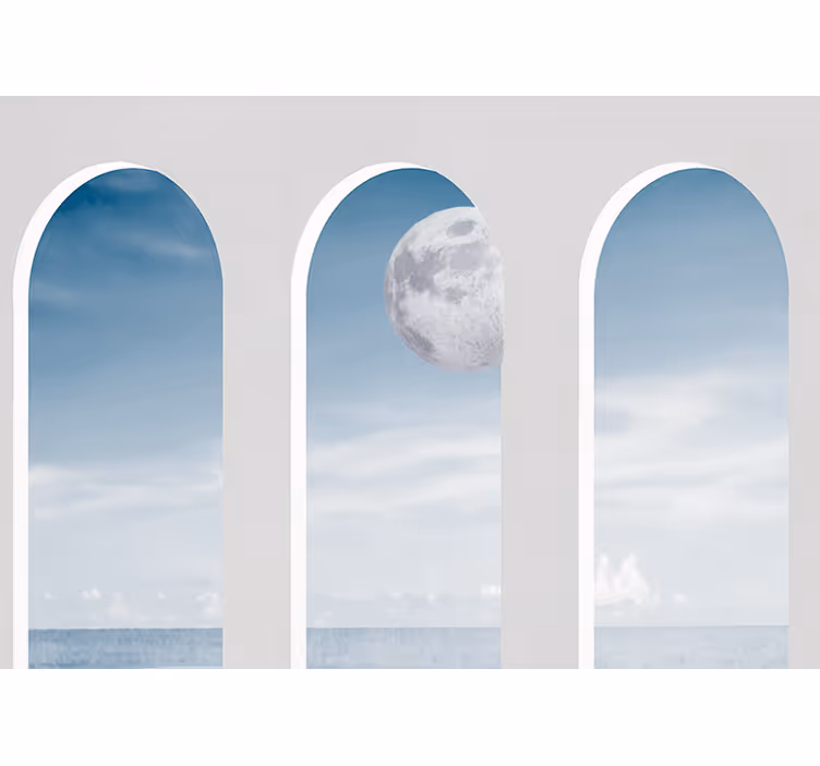 Tapisserie abstraite des arches sous la lune - TenStickers