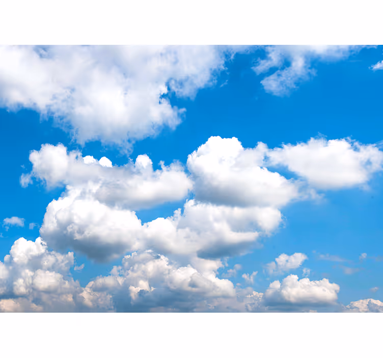 Tapisserie ciel nuages blancs duveteux - TenStickers