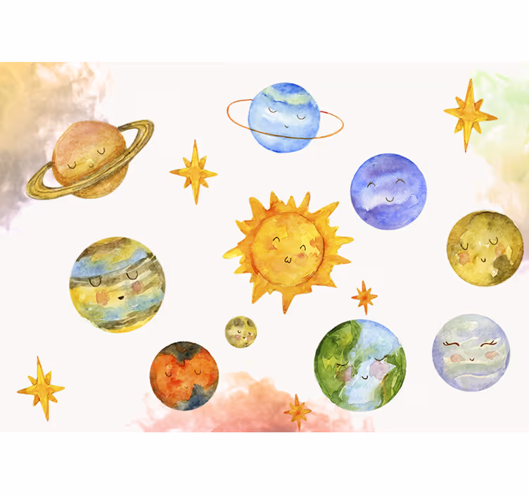 Tapisserie murale fantaisie corps célestes ludiques - TenStickers