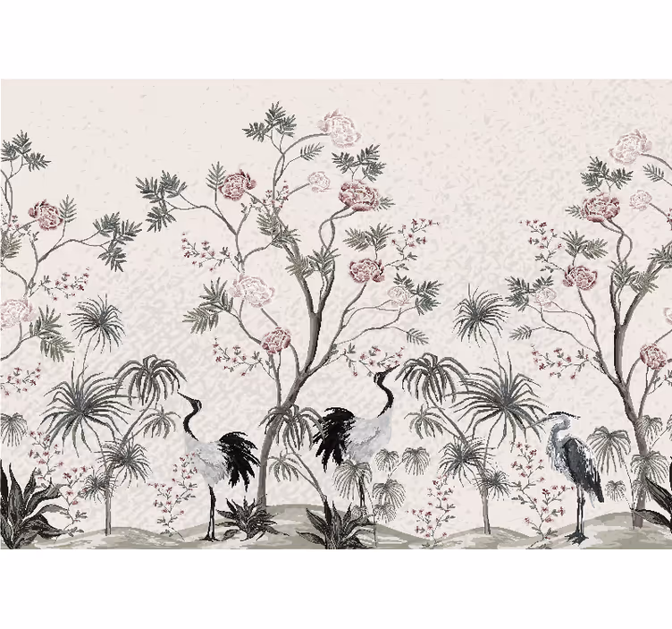 Tapisserie animaux scène Élégante de grue - TenStickers