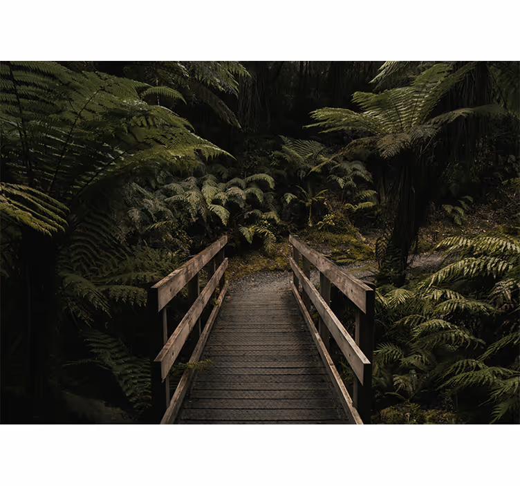 Papier peint forêt passerelle en bois - TenStickers