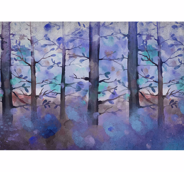 Tapisserie forêt silhouette de forêt sereine - TenStickers
