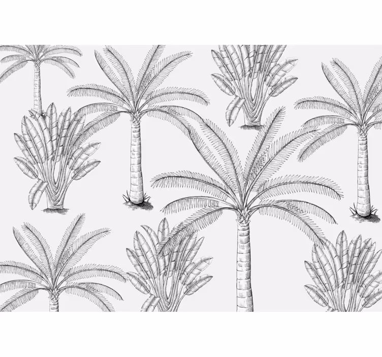 Tapisserie arbre croquis de palmier - TenStickers