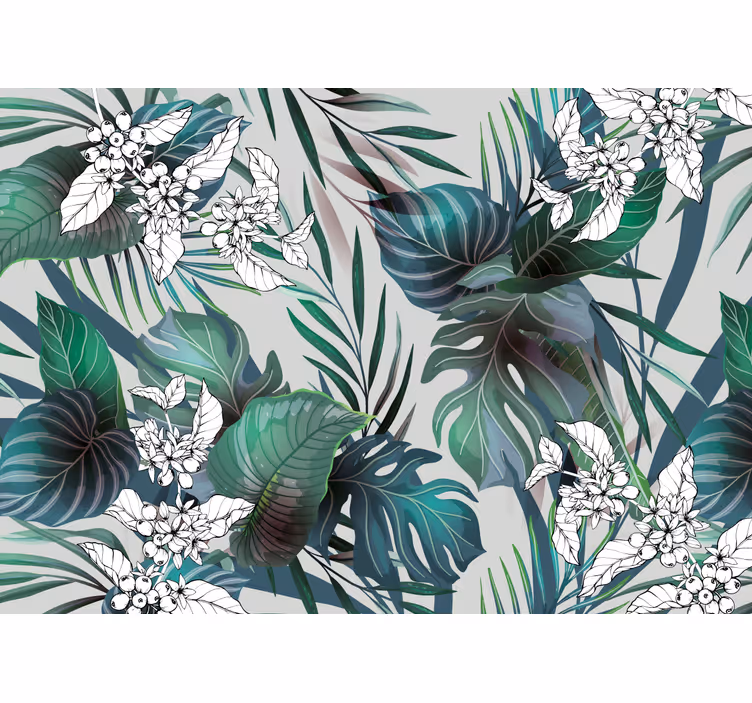 Papier peint nature art mural feuillage tropical - TenStickers