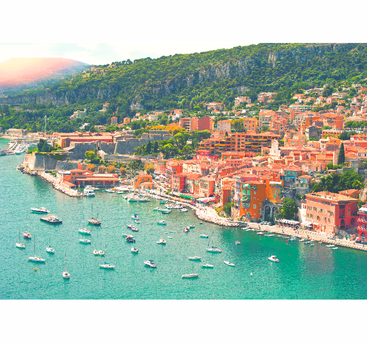 Tapisserie villes et pays village côtier en perspective - TenStickers