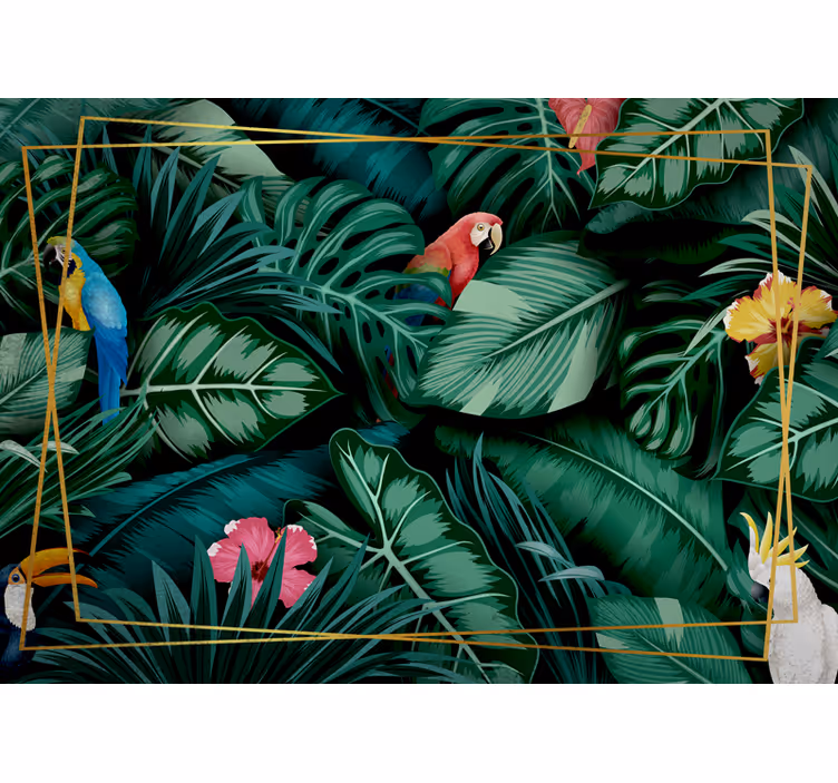 Tapisserie jungle habitat des perroquets tropicaux - TenStickers