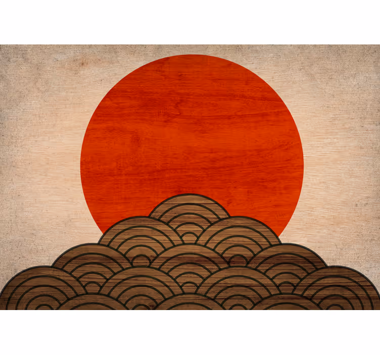 Tapisserie animaux vagues de soleil rouge - TenStickers