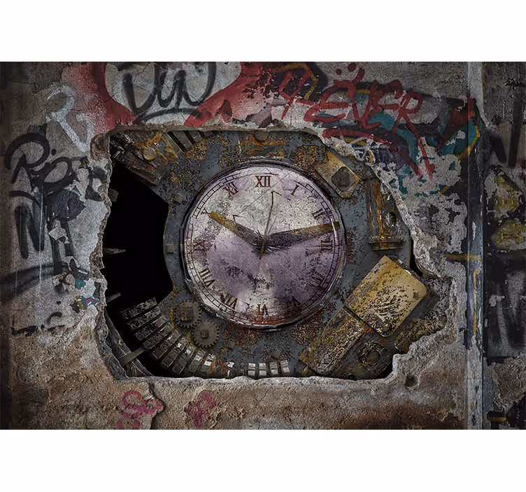 Tapisserie murale graffiti design de montre rouillée - TenStickers