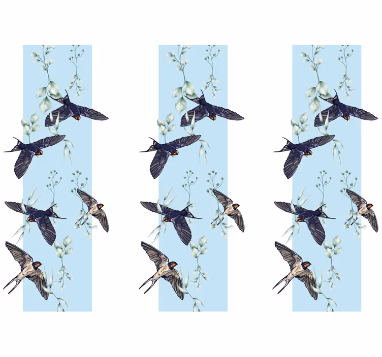 Tapisserie animaux hirondelles et végétation - TenStickers