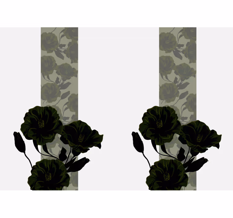 Tapisserie fleur élégante noire - TenStickers